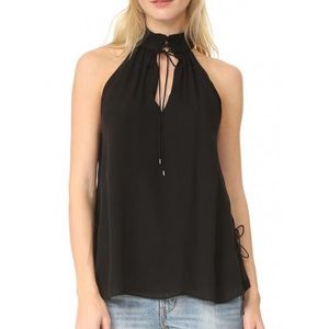 Haute Hippe Halter black laced silk top  NWT